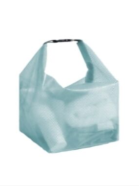 Light Blue Mesh Cosmetic Pouch Travel Toiletries Bag